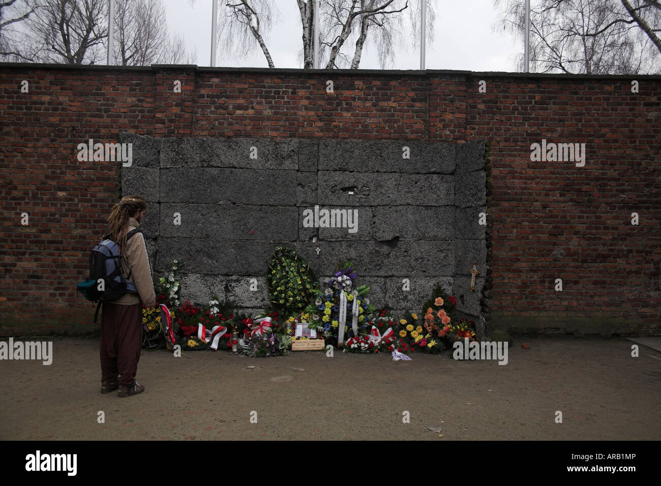Auschwitz Concentration Camp Oswiecim Poland execution wall used by firing squads Stock Photo