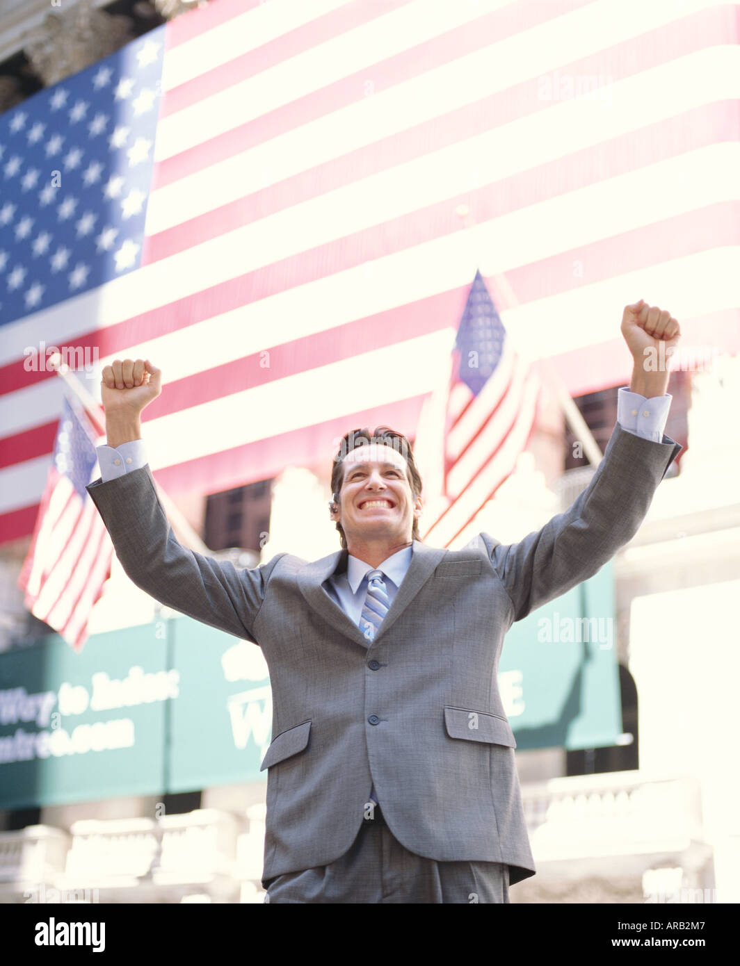 Ecstatic Businessman Outdoors Stock Photo