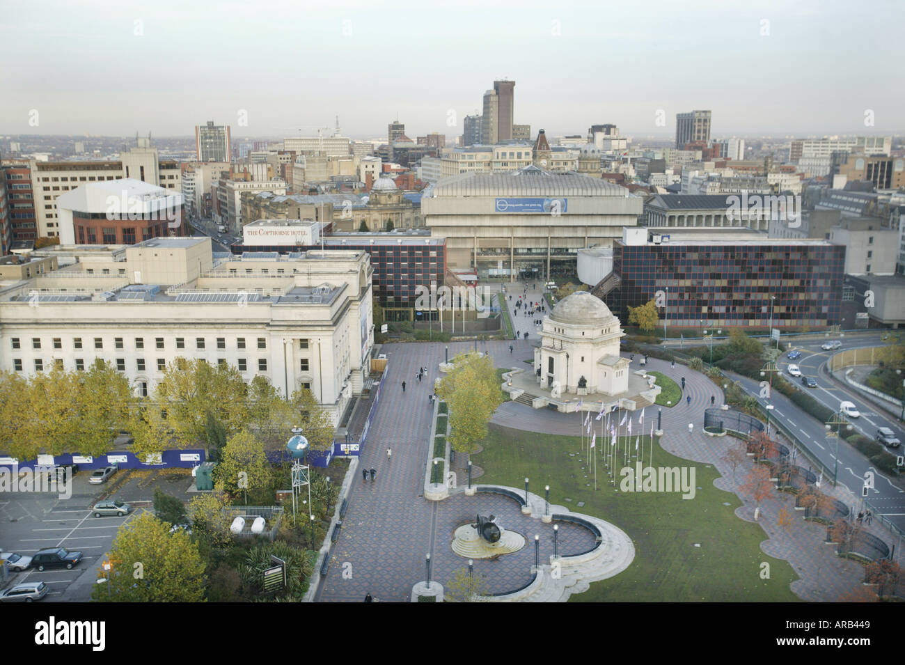 View north over Birmingham city centre Centenary Square is in the foreground. November 2003 Stock Photo