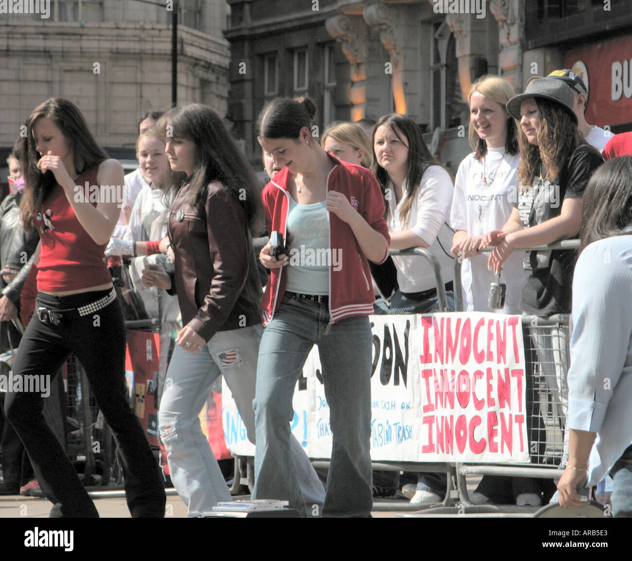 An organised protest in support of Michael Jackson at Piccadilly Circus London Stock Photo