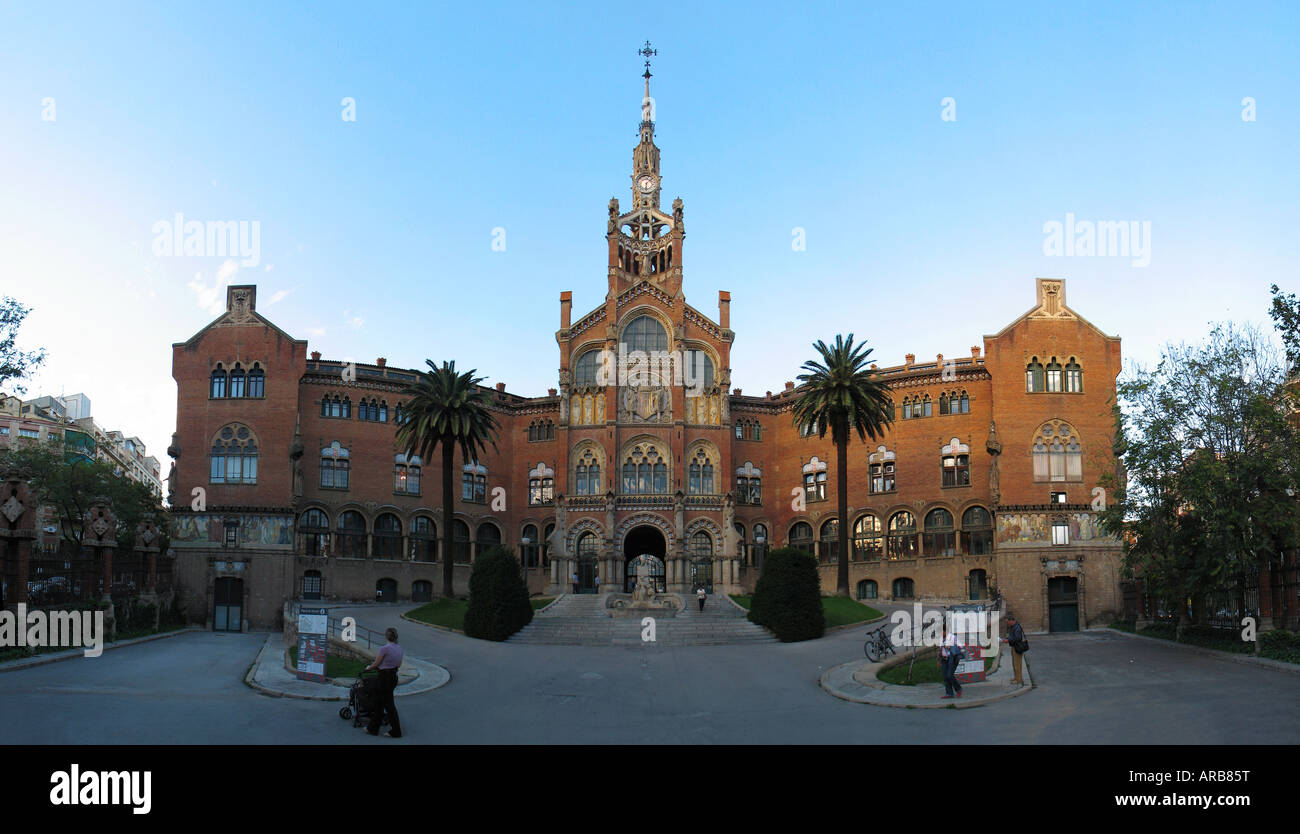 Spain. Barcelona, Hospital Sant Pau, Lluis Domenech i Montaner Stock Photo