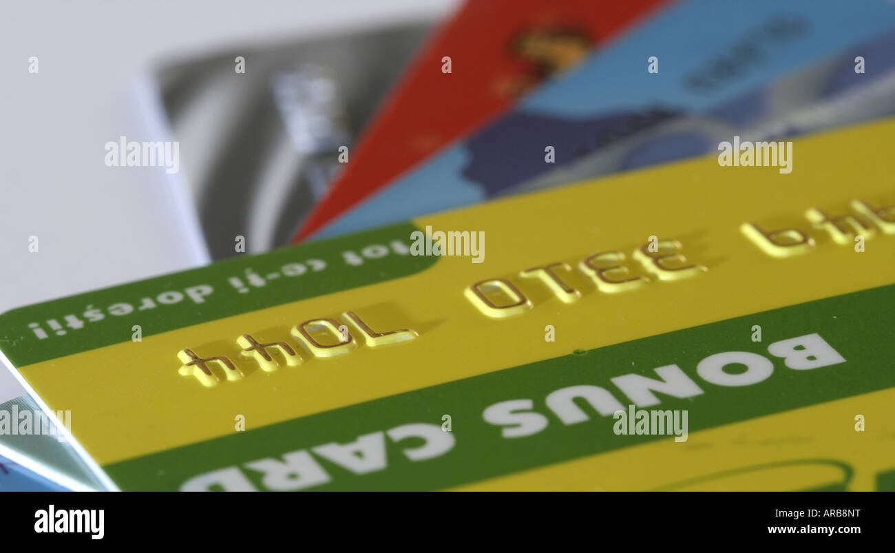 Close-up of a bonus card; blurred image Stock Photo