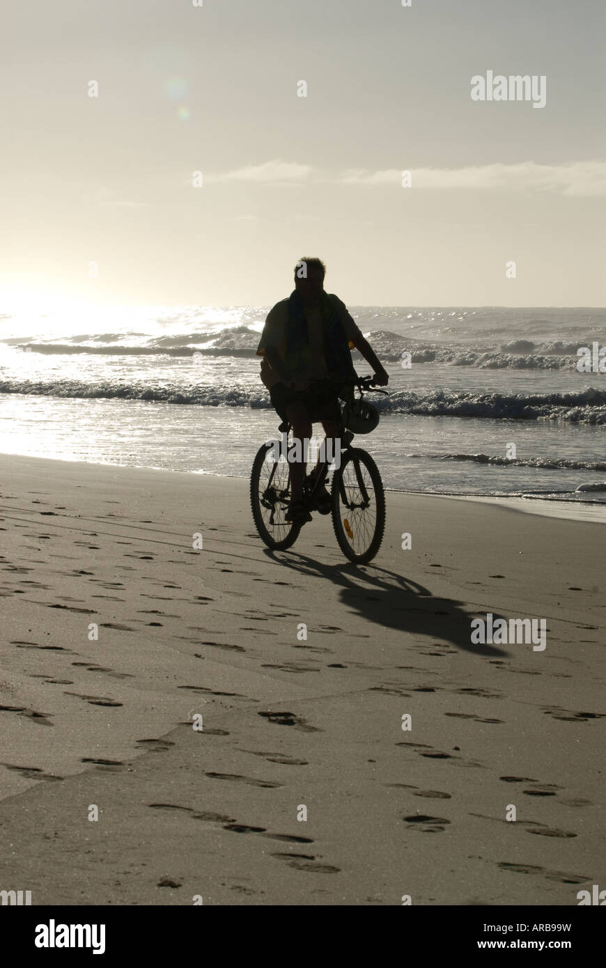 Bycyle Rider Images Bicycle rider on beach, early morning Stock Photo - Alamy