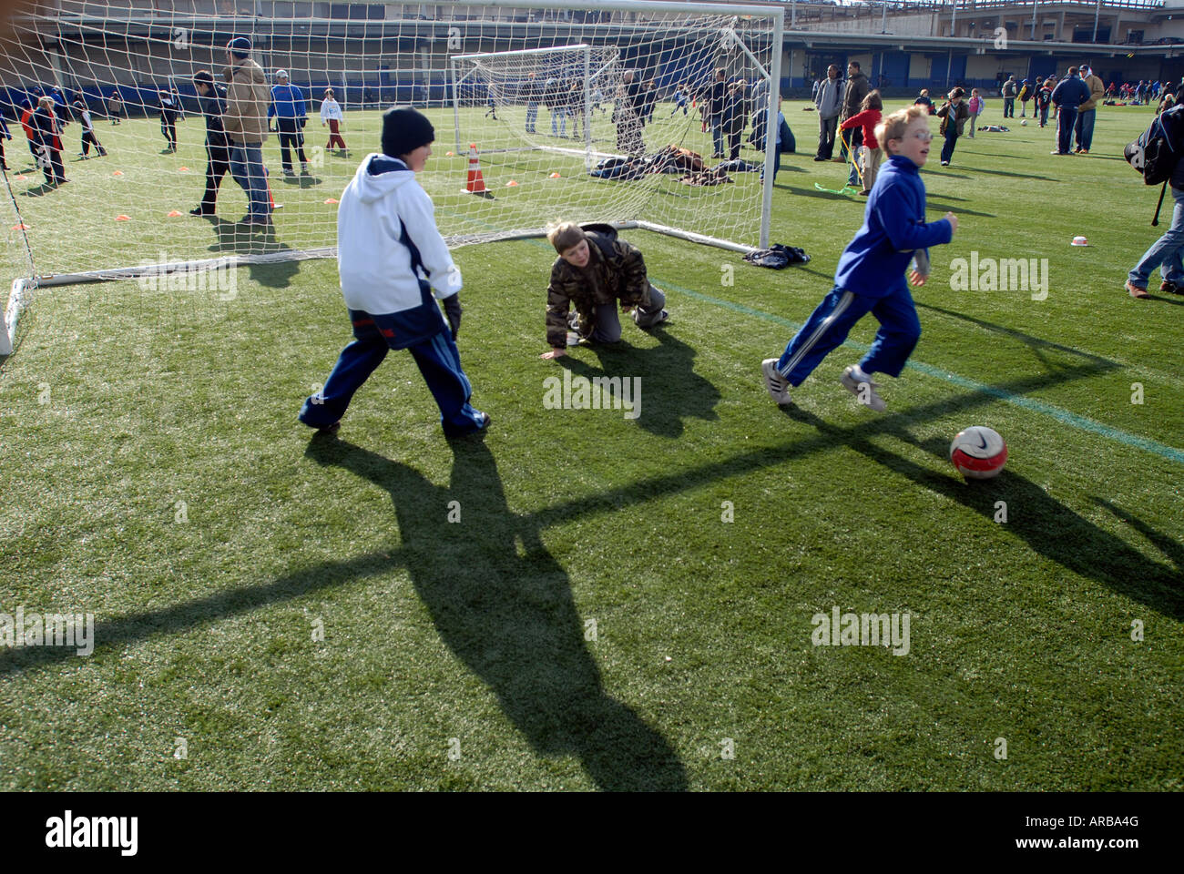 Soccer practice on Pier 40 in Greenwich Village Stock Photo Alamy