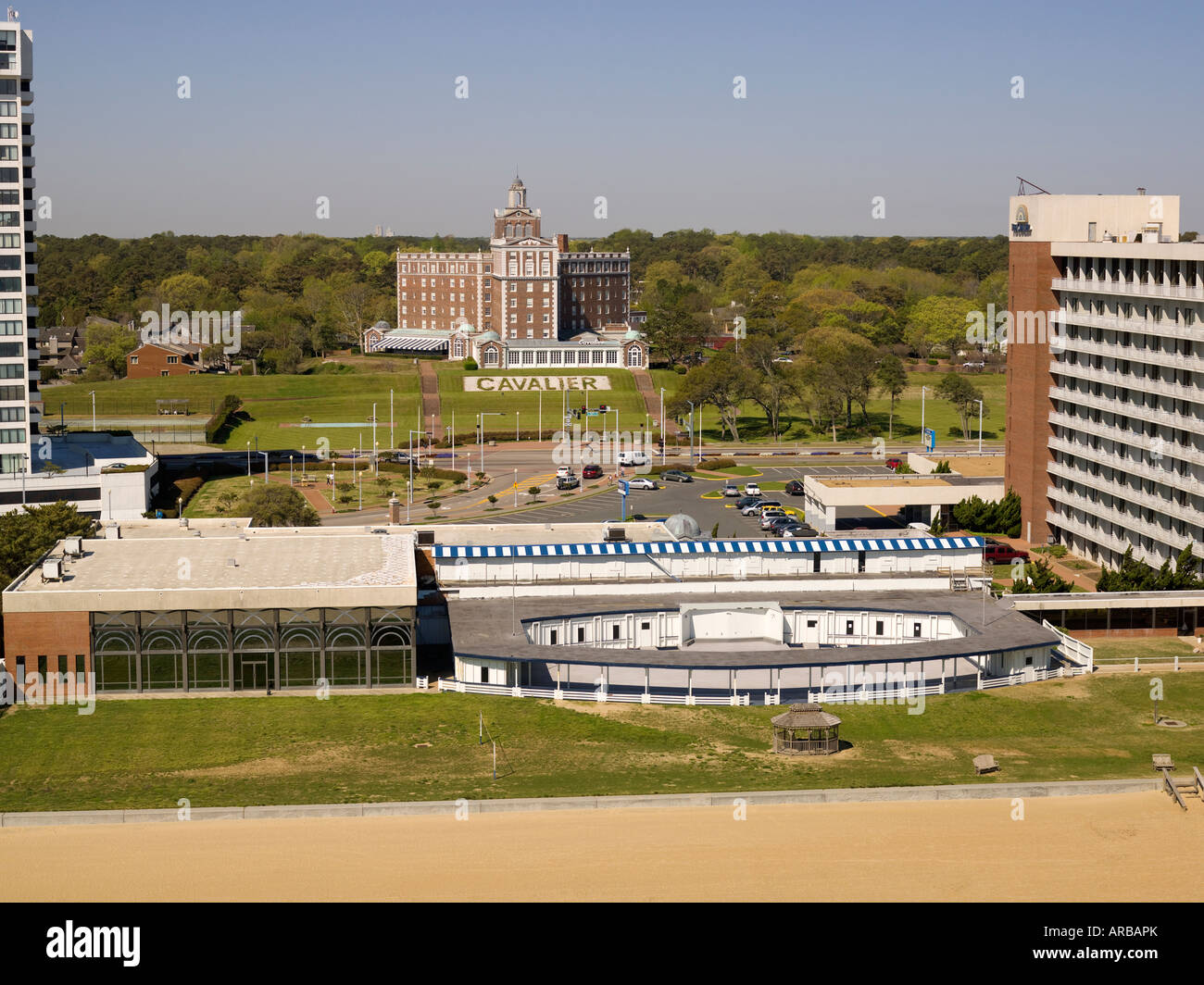 Cavalier Hotel buildings looking from the ocean looking east to west Stock Photo