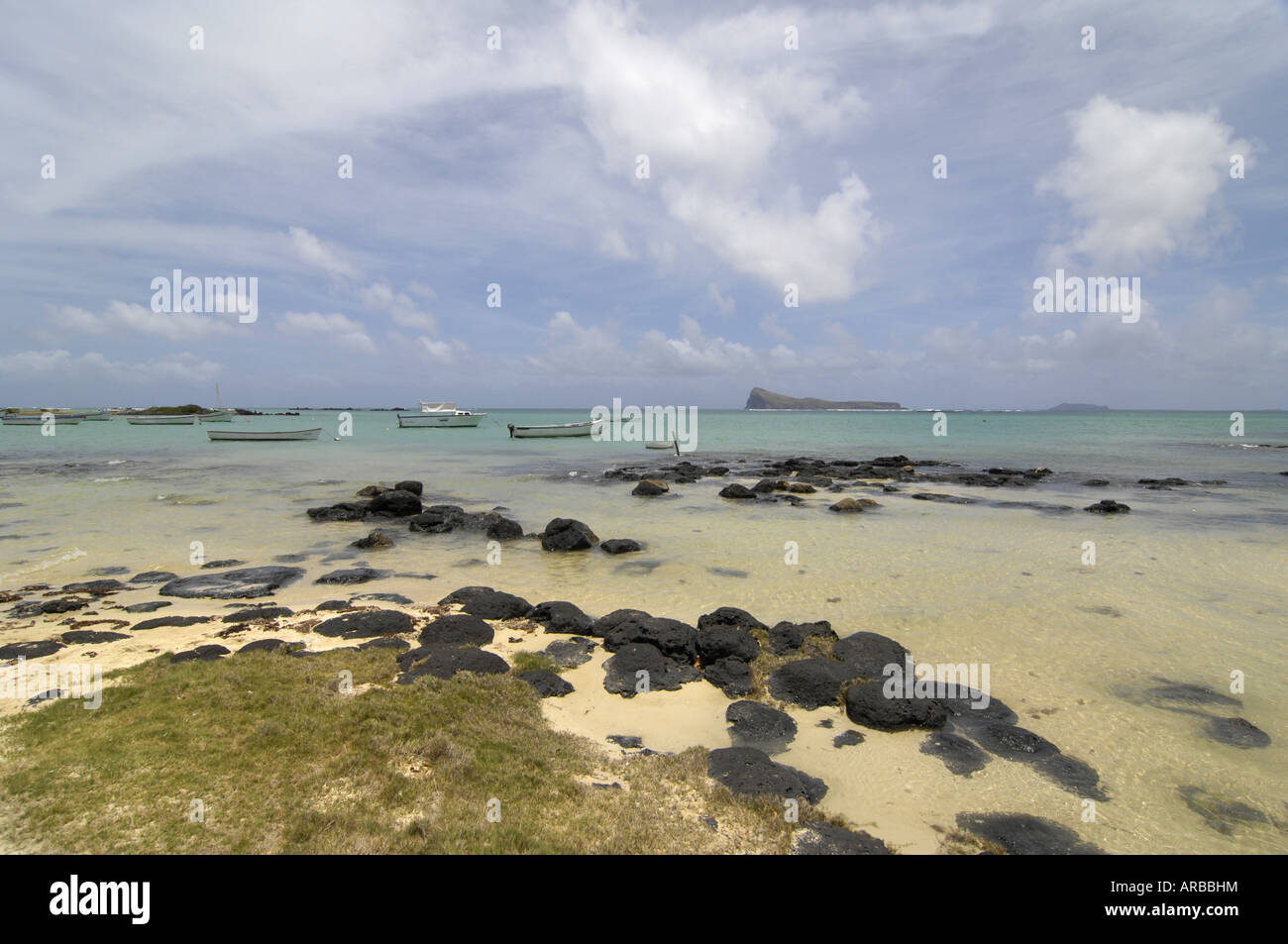 geography / travel, Mauritius, landscapes, Cap Malheureux, coast with boats, Additional-Rights-Clearance-Info-Not-Available Stock Photo