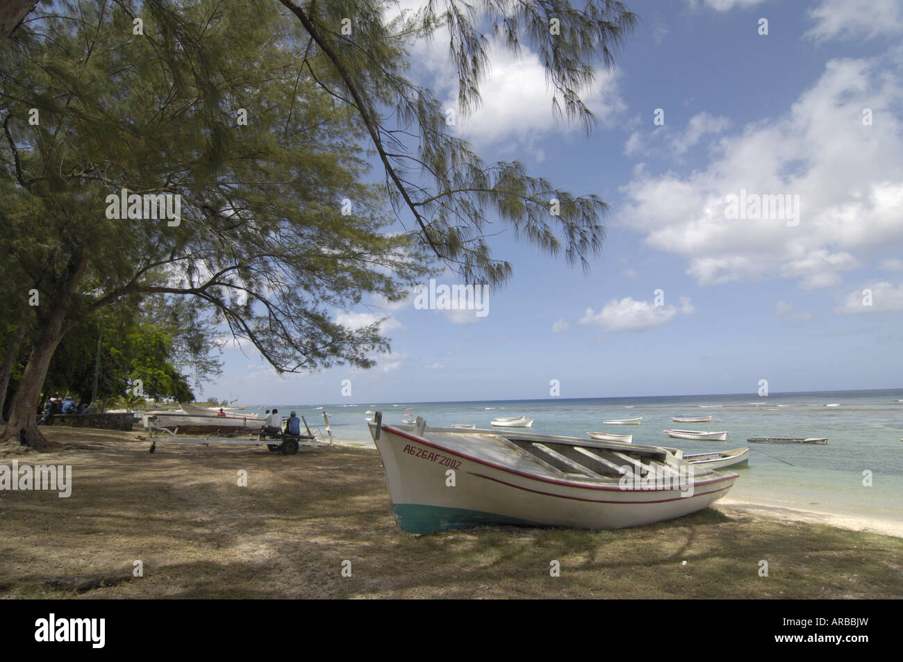 geography / travel, Mauritius, Troux aux Biches, beaches, boats at beach, Additional-Rights-Clearance-Info-Not-Available Stock Photo