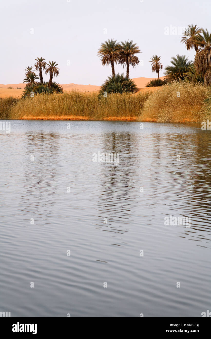Um al Ma Lake Ubari Lakes in the Sahara Desert Libya Stock Photo