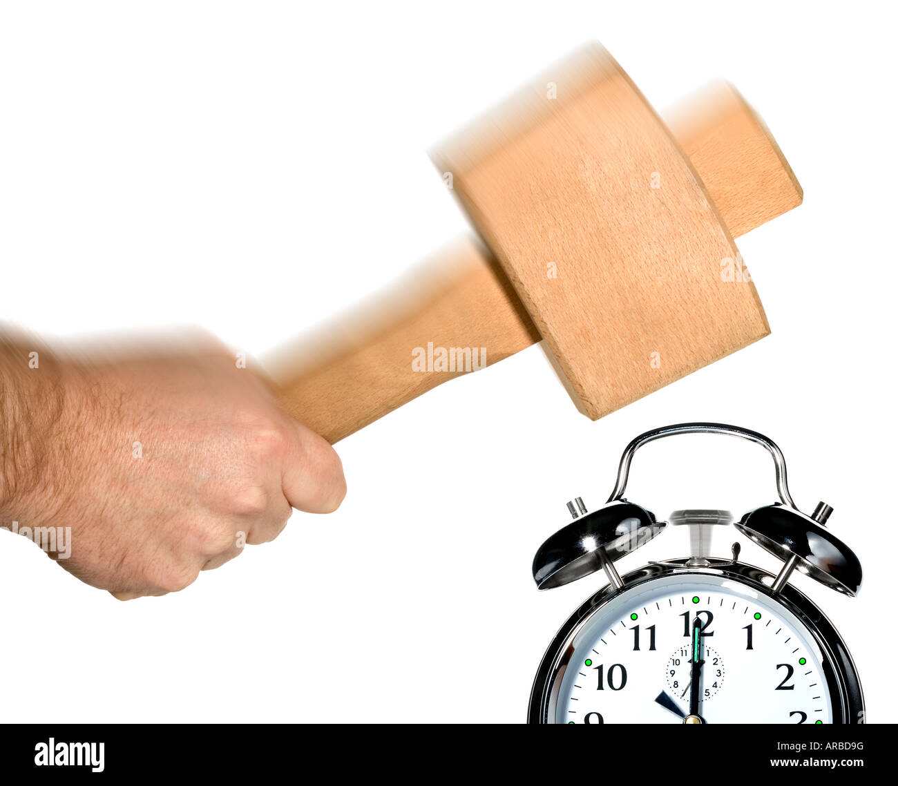 Concept image for turning off the alarm clock in the morning Stock Photo