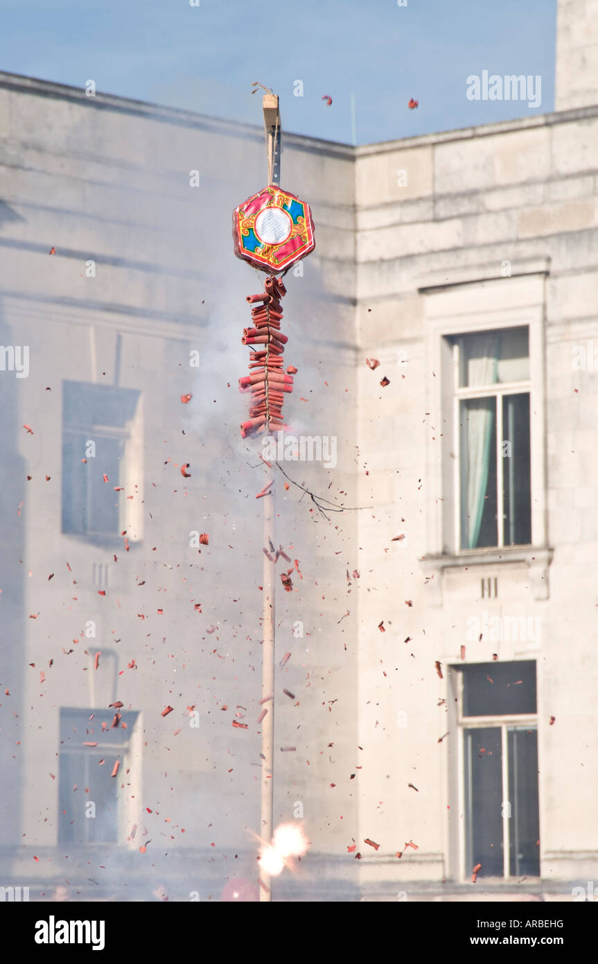 Firecrackers being let off to the Chinese New Year in