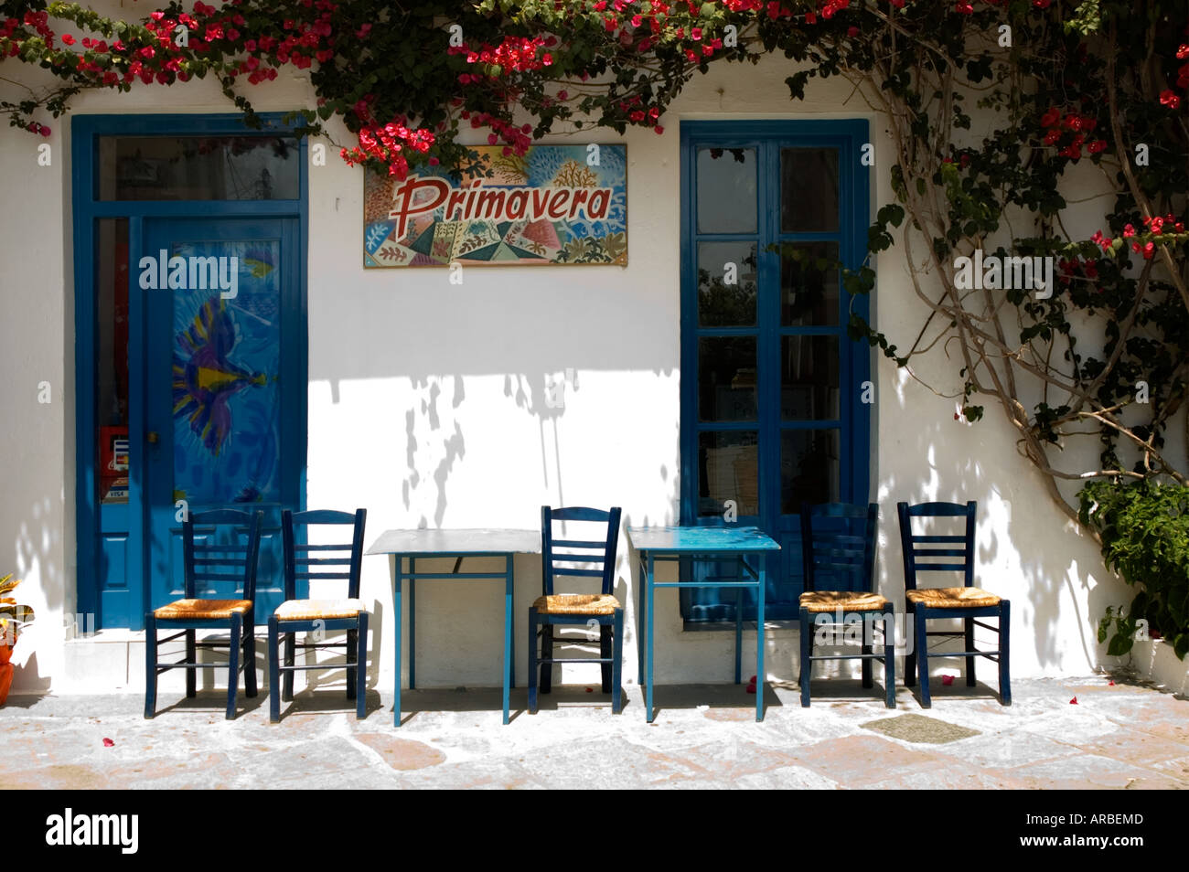Primavera Restaurant Old Town Skiathos Island Greece Stock Photo