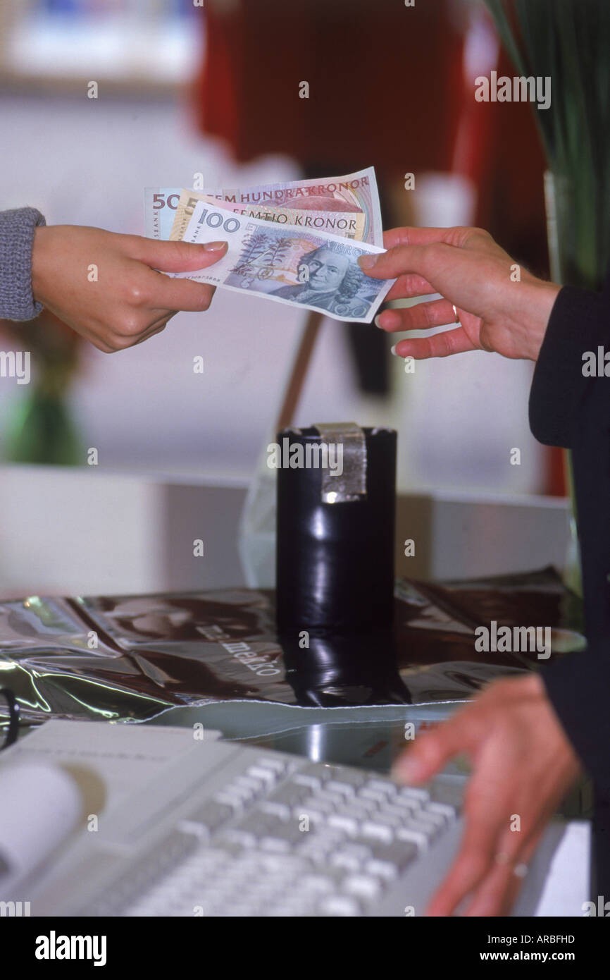 Cash purchase at department store in Stockholm, Sweden Stock Photo Alamy