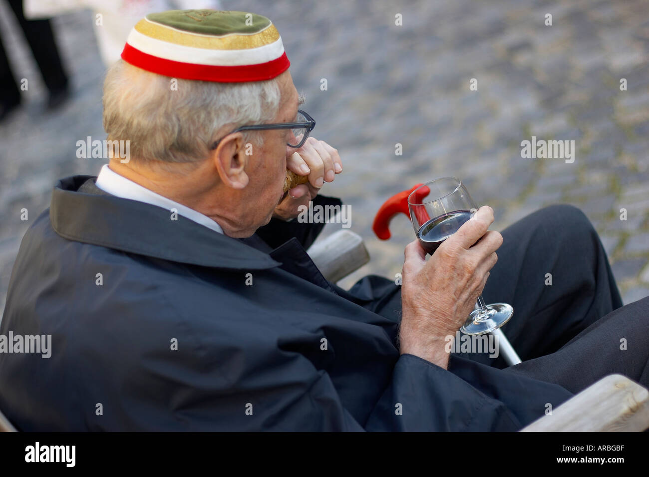 old man drinking a glass red wine Stock Photo - Alamy