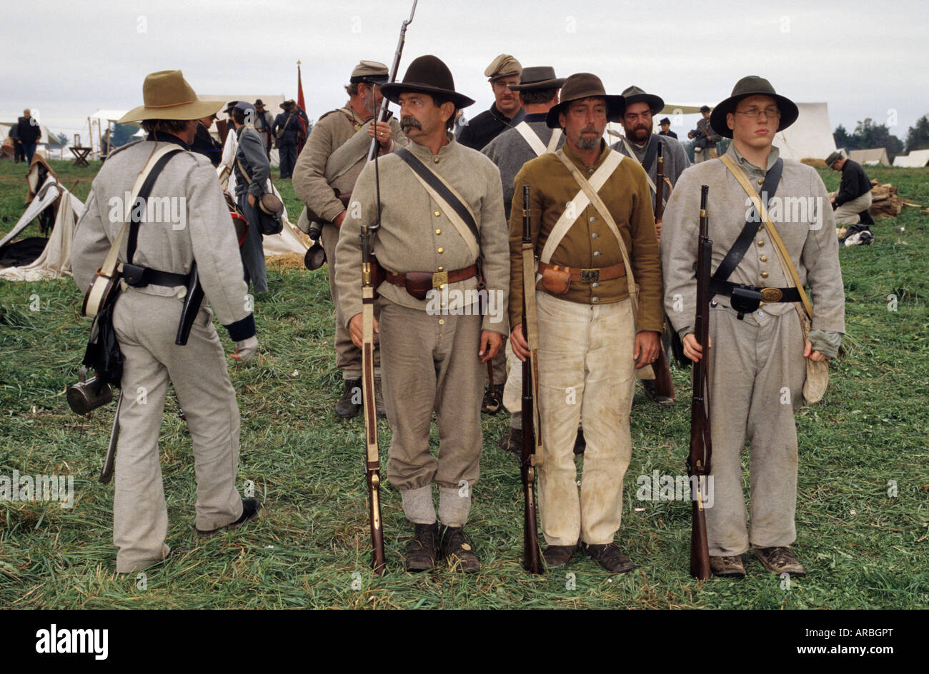 Confederate soldiers Cedar Creek Battle Reenactment Middletown Virginia USA Stock Photo