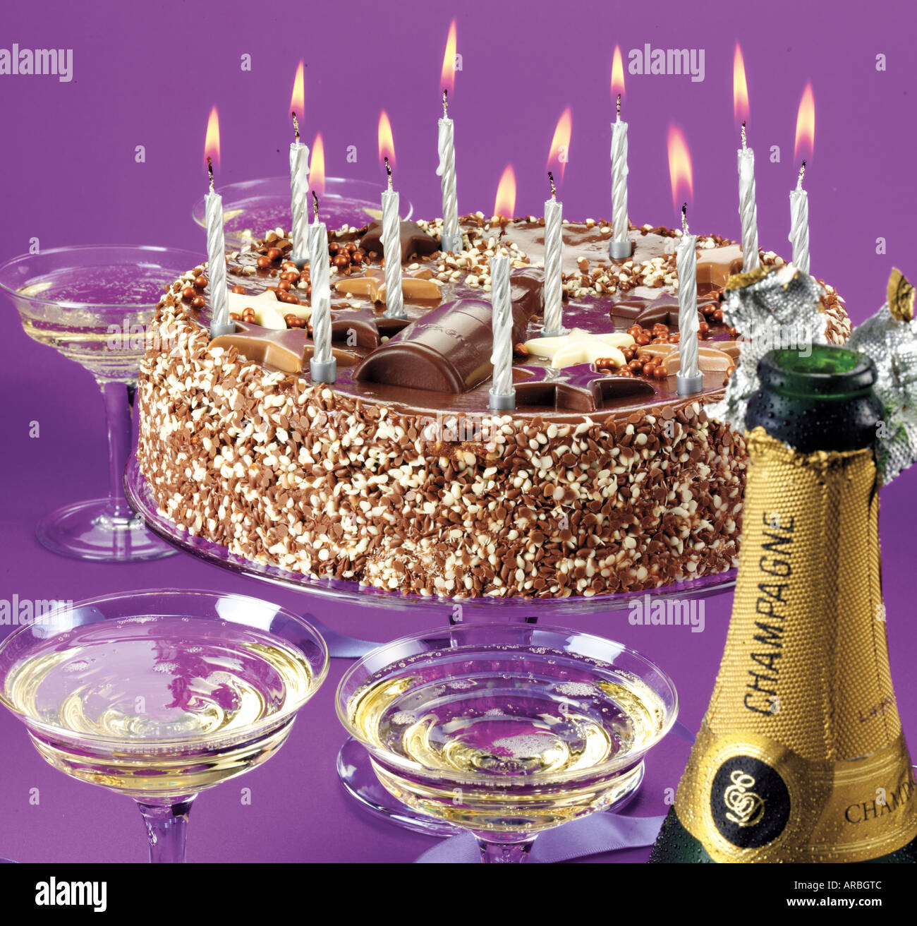 Sponge Cake Lit Candles High Resolution Stock Photography And Images Alamy