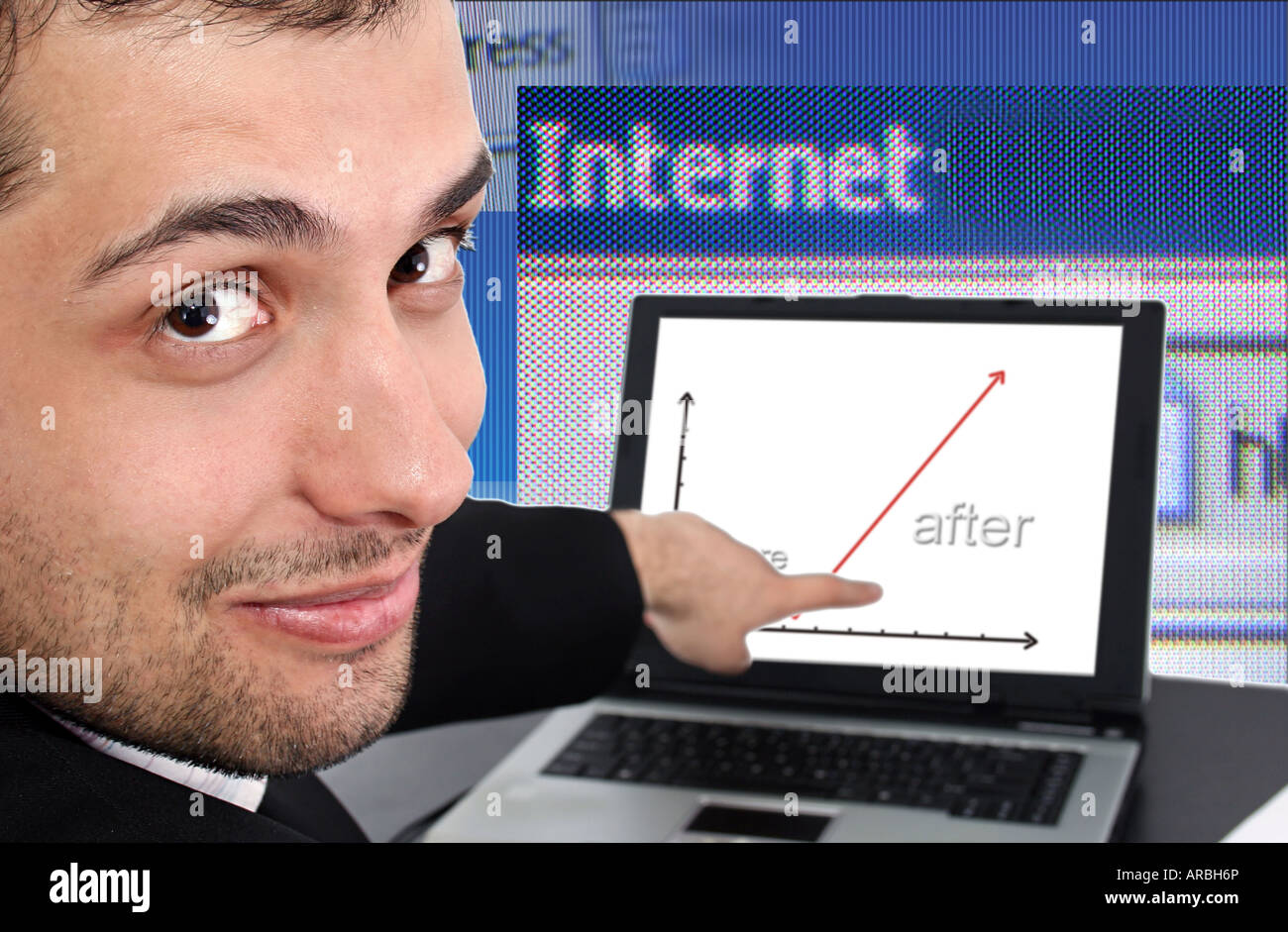 Businessman looking graphics on computer hi-res stock photography and ...