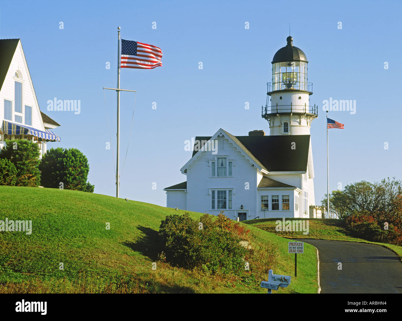 Cape Elizabeth Lighthouse at Portland, Maine  USA Stock Photo