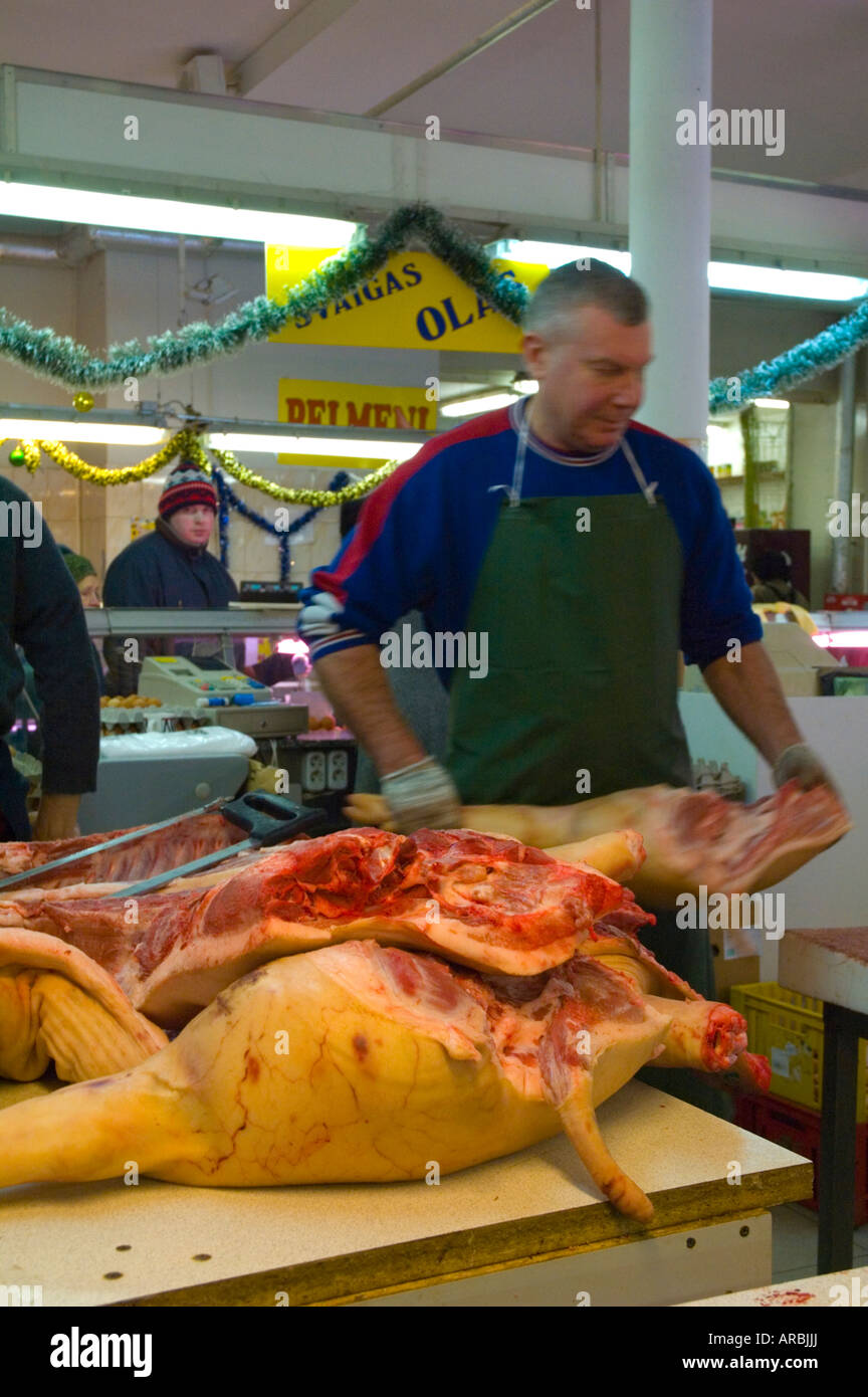 Butcher at Centraltirgus the main market Riga Latvia Stock Photo - Alamy