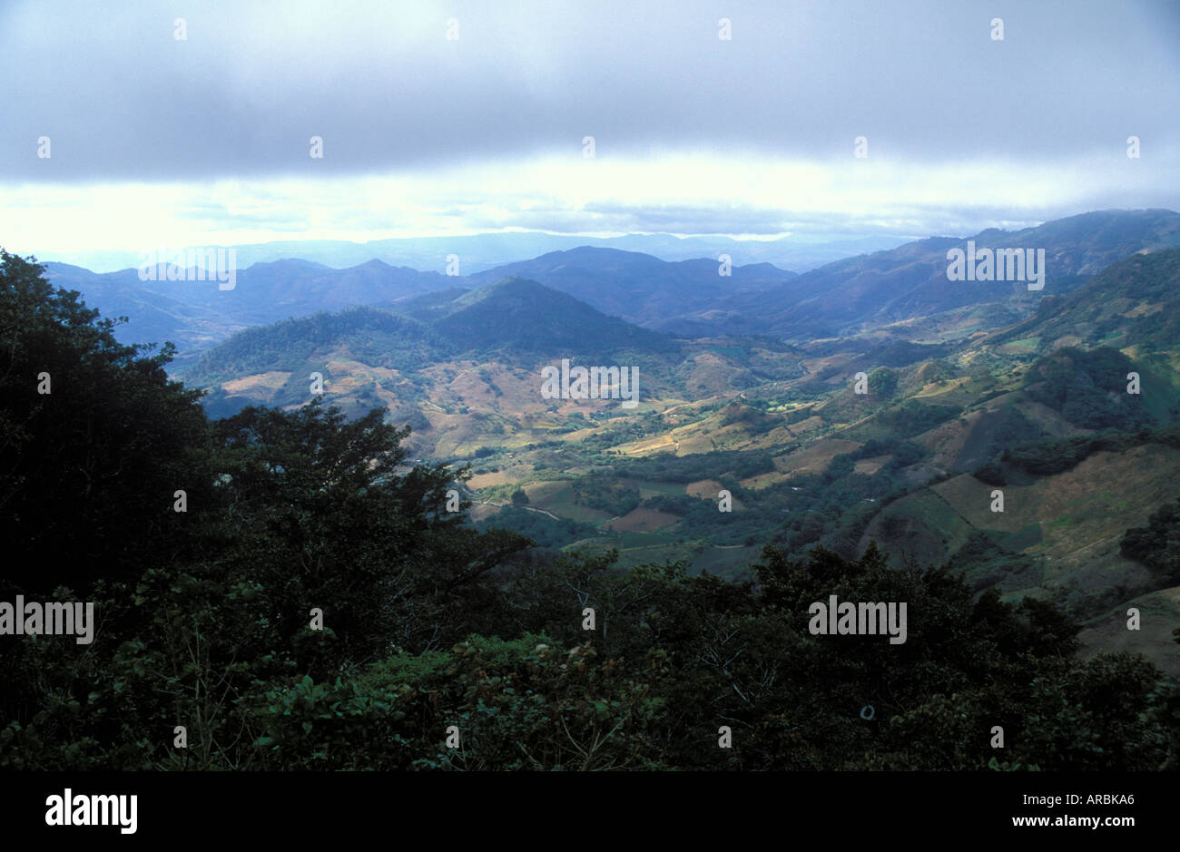 Agricultural land in mountains along road from Matagalpa to Jinotega near Selva Negra coffee plantation N Nicaragua Stock Photo