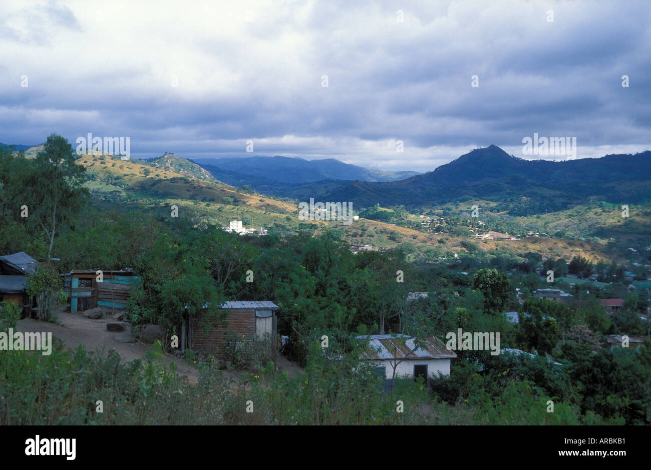 small farms in mountains outside town Matagalpa N Nicaragua Stock Photo