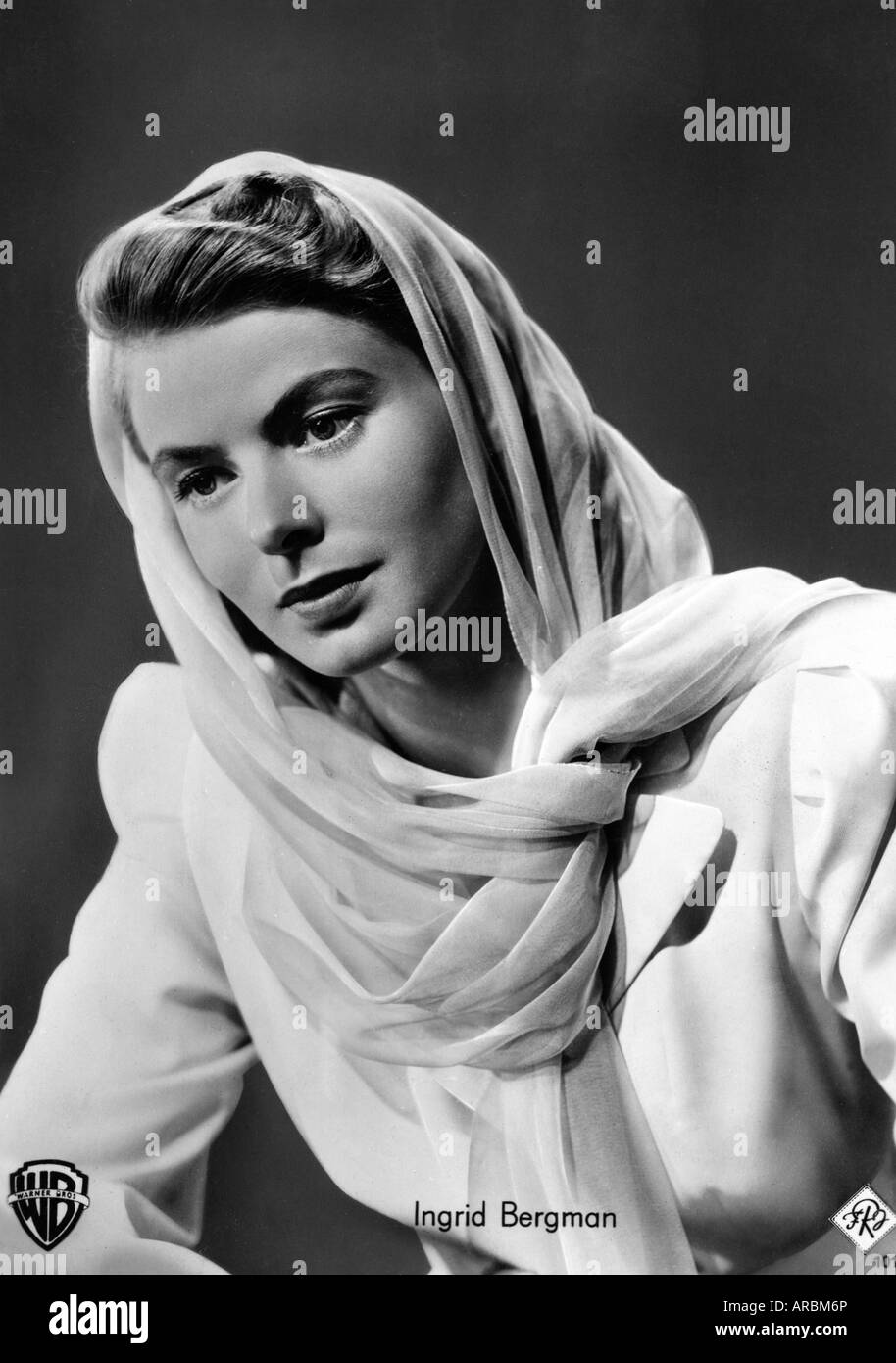 Bergman, Ingrid, 29.8.1915 - 29.8.1982, Swedish actress, half length, 1940s, Stock Photo