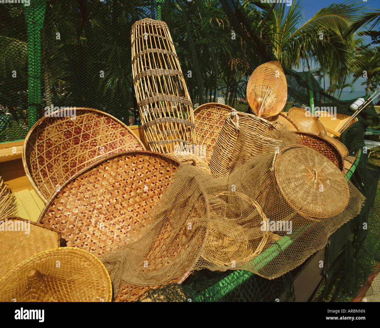 Basketware goods for sale, Penang, Malaysia Stock Photo