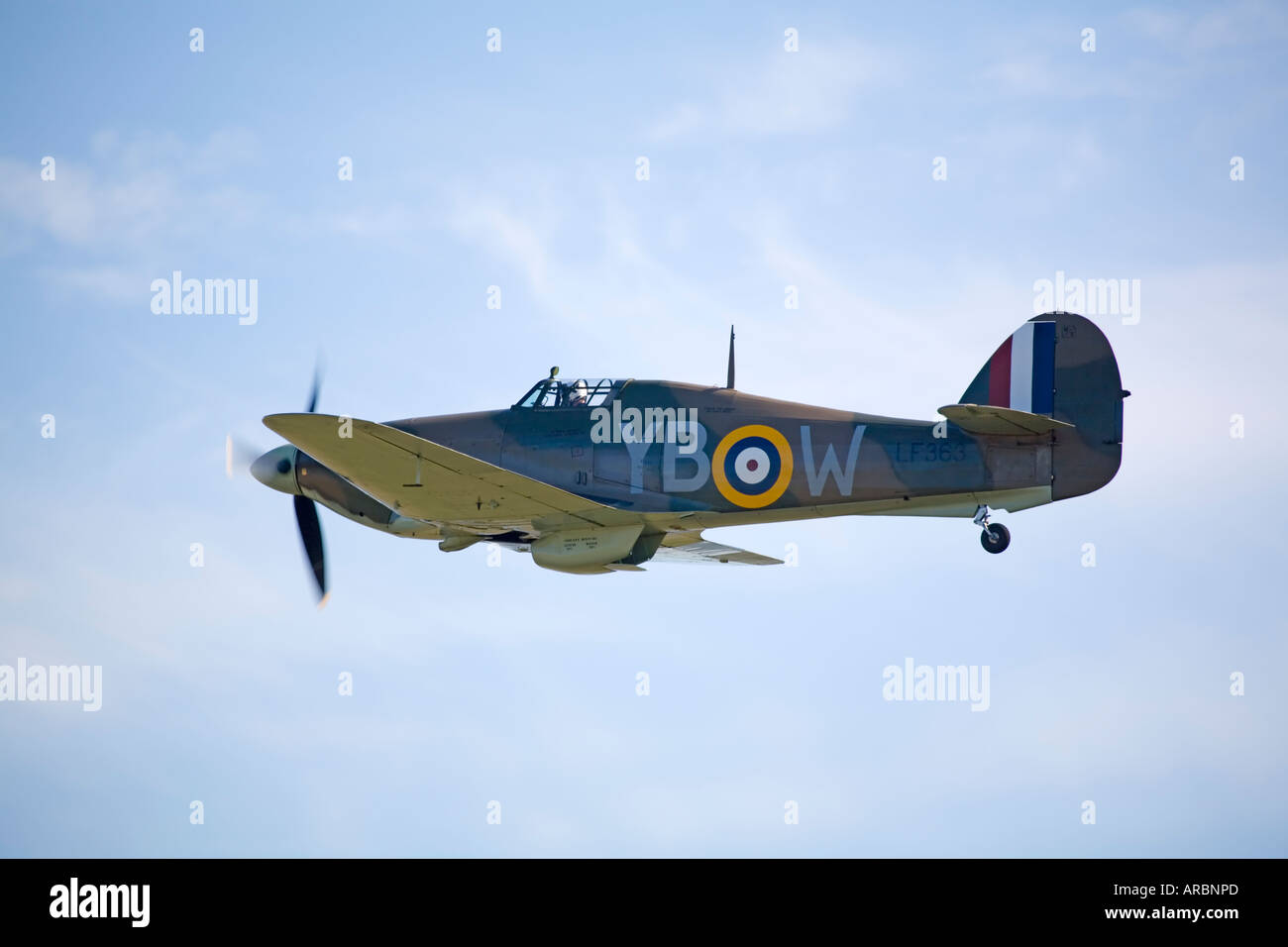 Battle of Britain Memorial Flight RAF Spitfire Fighter in flight Stock Photo