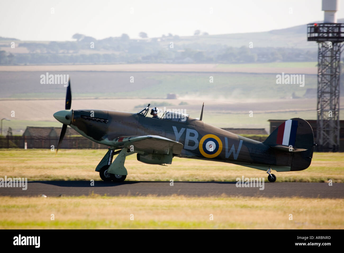 Battle of Britain Memorial Flight RAF Spitfire Fighter on runway Stock Photo