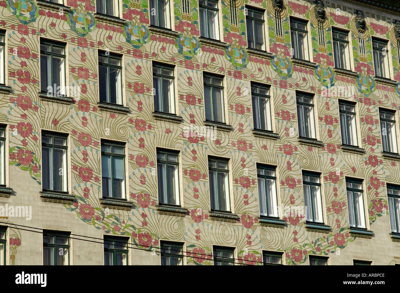 Majolikahouse by Otto Wagner at Linke Wienzeile Stock Photo