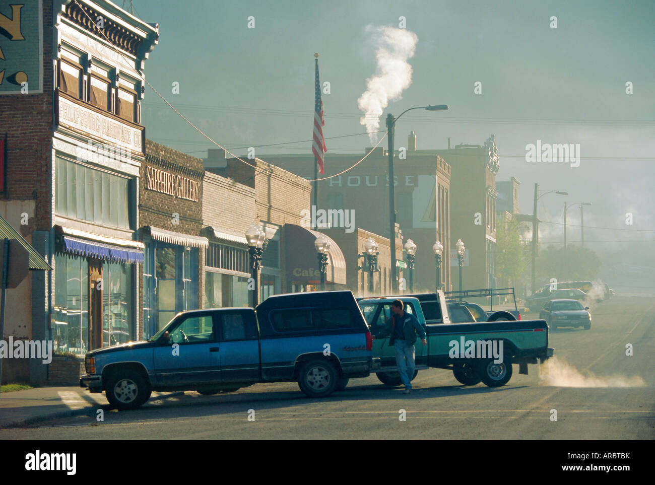 Winter morning, Philipsburg, Granite County, Montana, USA Stock Photo