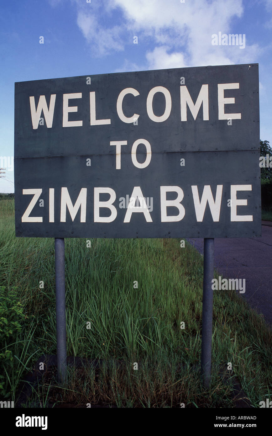 Border sign, Zimbabwe Stock Photo