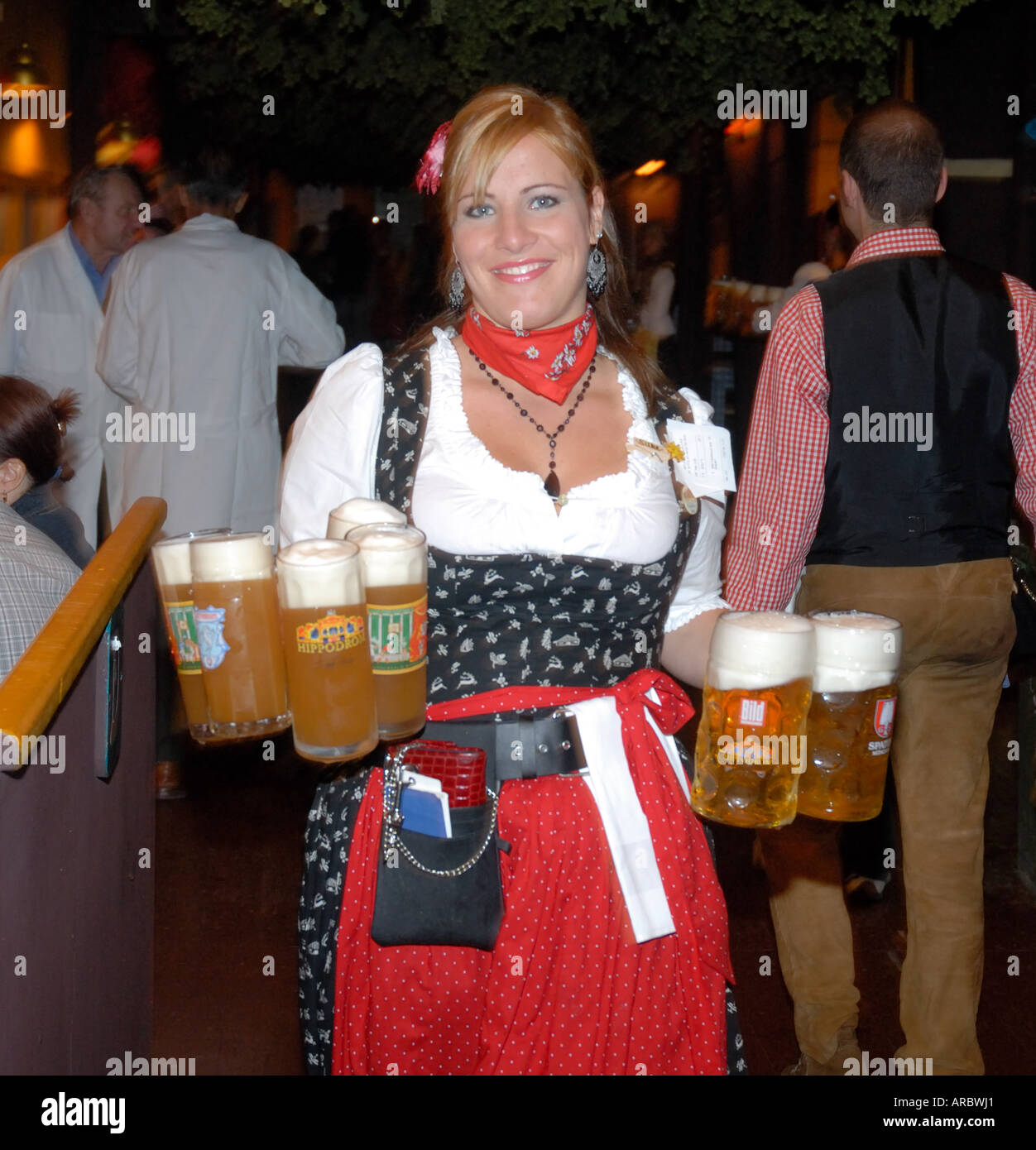 Oktoberfest waitress carrying beers Stock Photo 9145824 Alamy