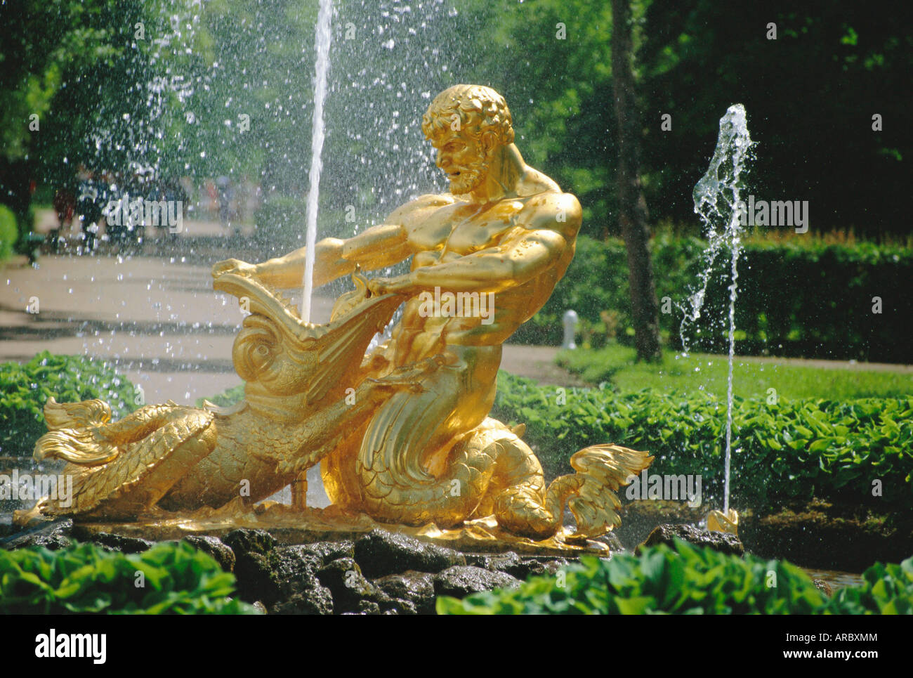 Triton Fountain, Summer Palace, Petrodvorets (Peterhof), near St. Petersburg, Russia Stock Photo