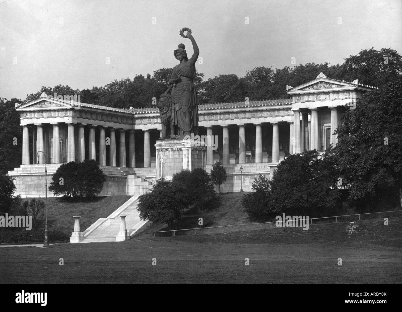geography/travel, Germany, Munich, monuments, Bavaria and Ruhmeshalle, view, 1930, Stock Photo