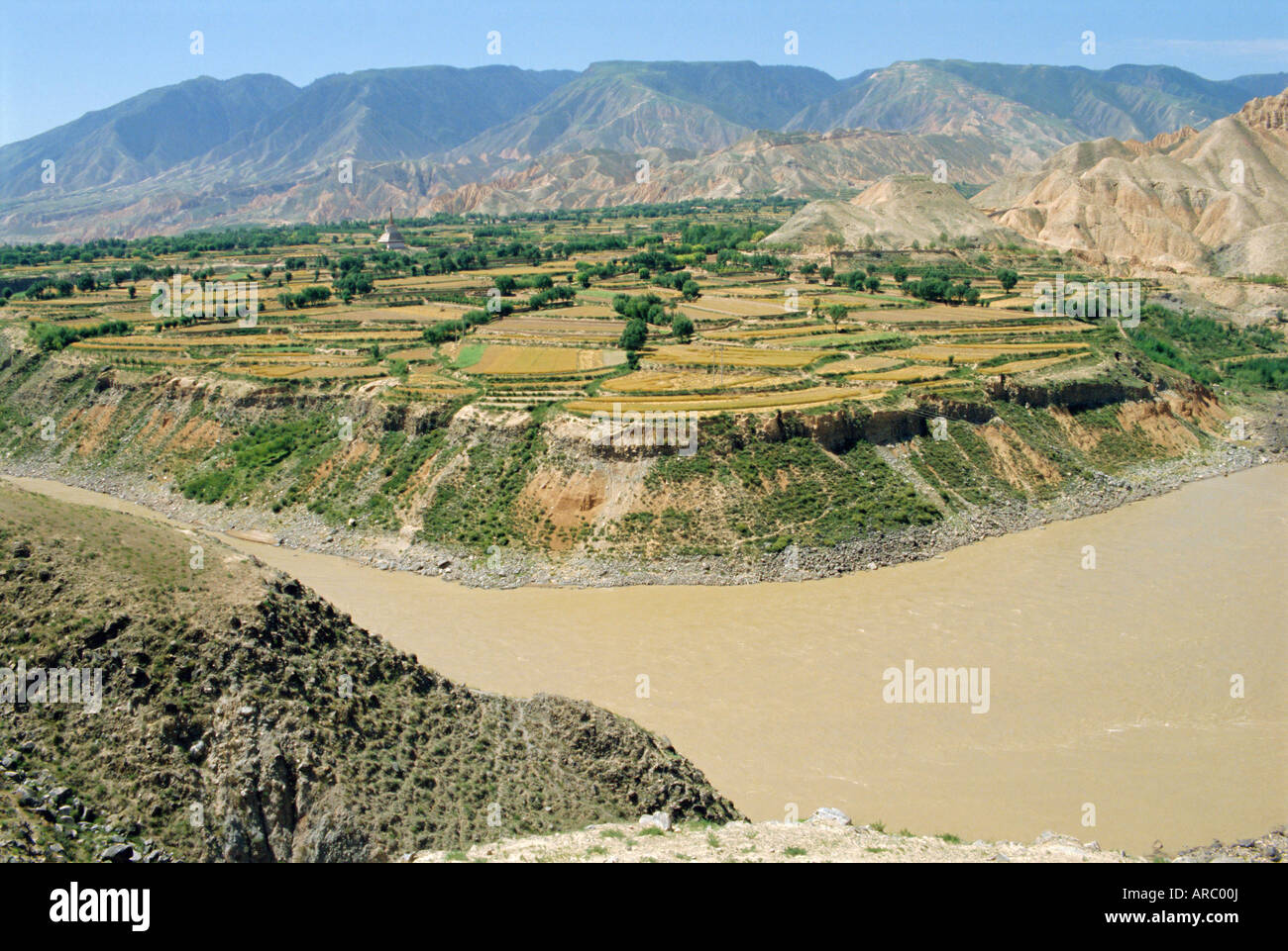 Hwang Ho, the Yellow River, in Qinghai Province, China Stock Photo