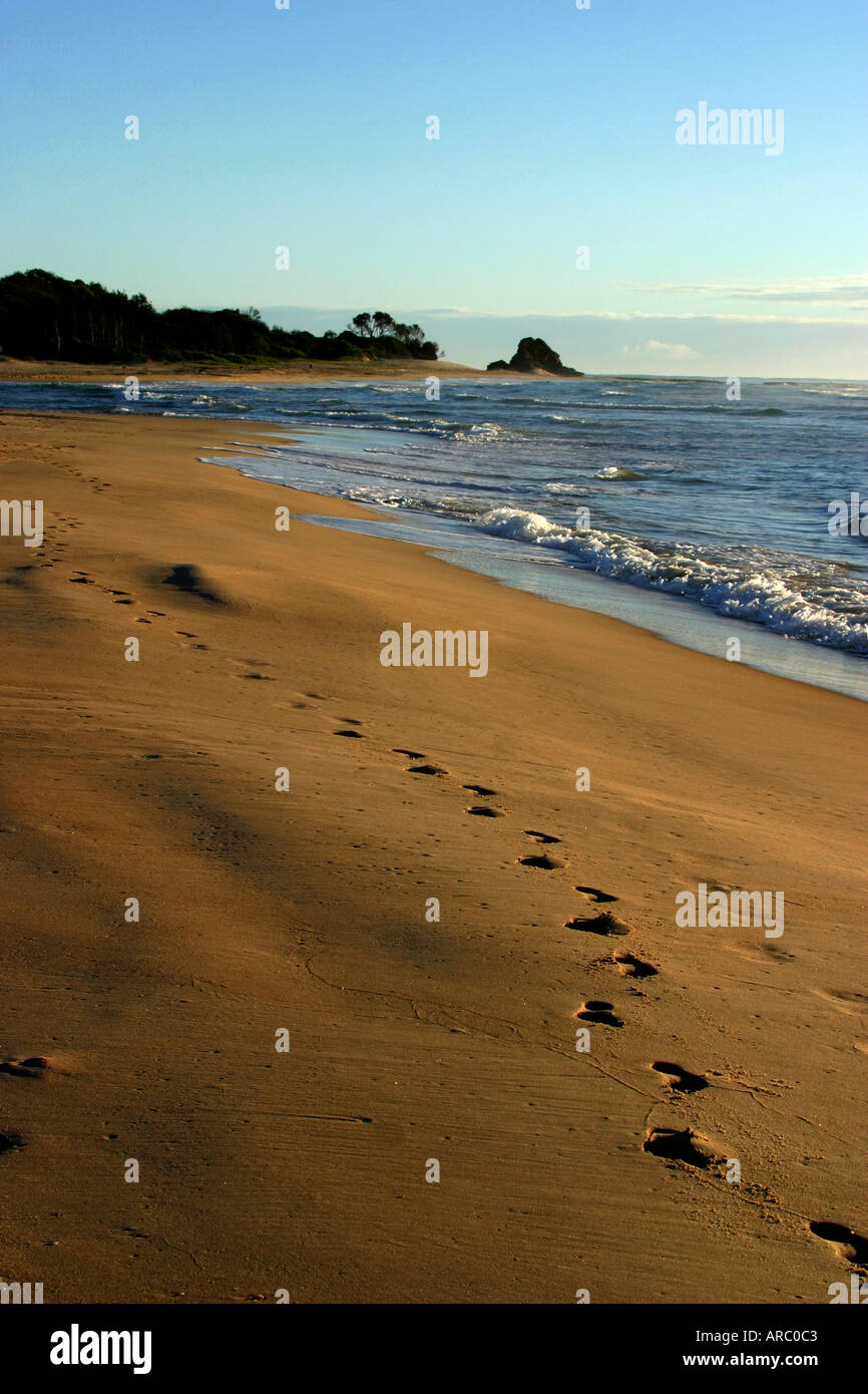Footsteps in the sand Nambucca Northern New South Wales Australia Stock Photo