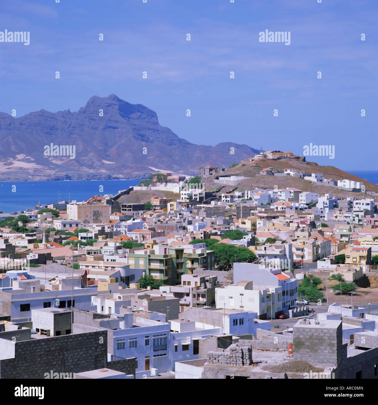 The main port of Mindelo on the island of Sao Vicente, Cape Verde Islands Stock Photo