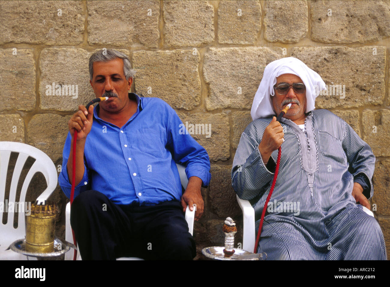 Water pipe smokers Sidon Lebanon Stock Photo Alamy
