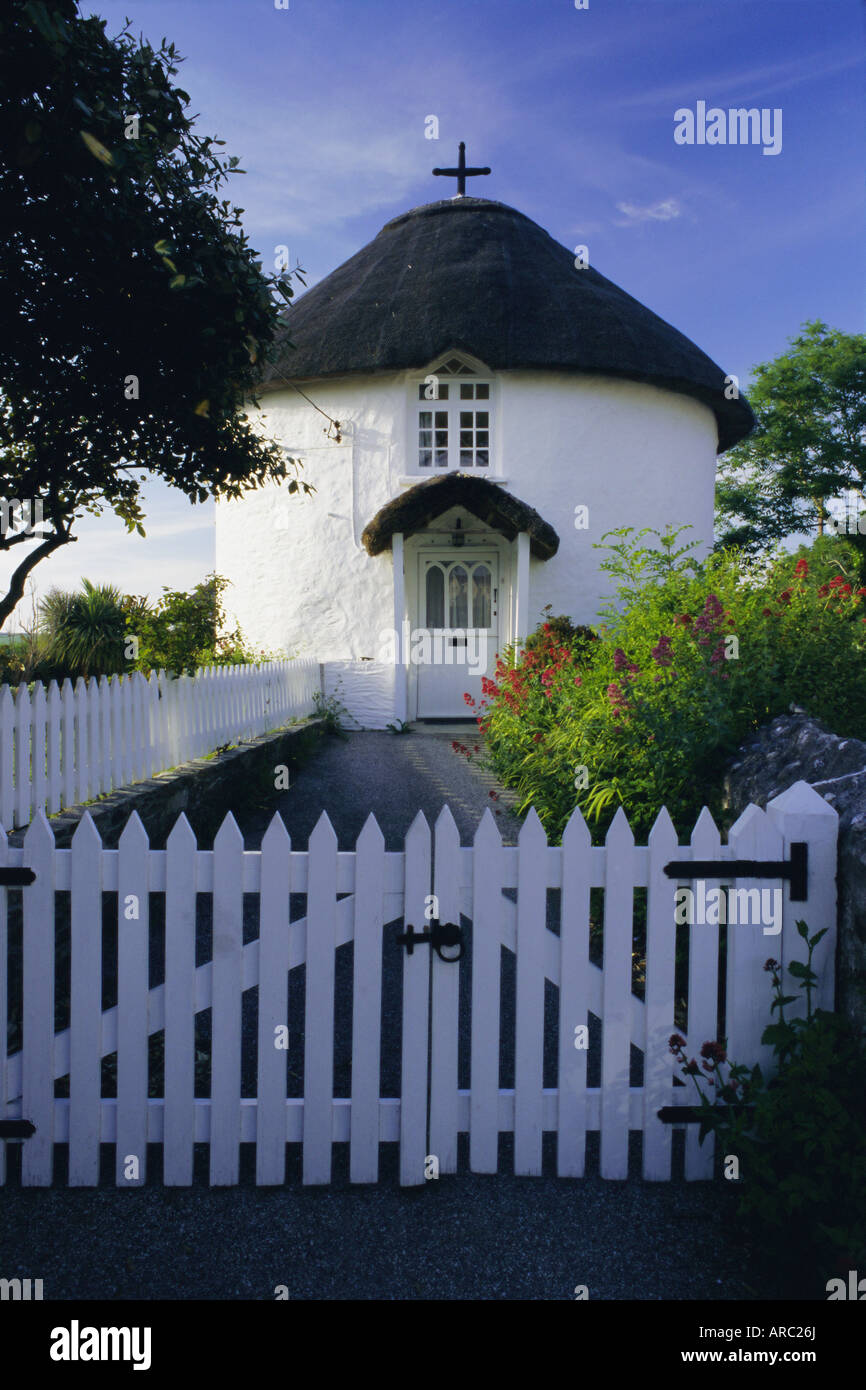 Traditional Cornish round house in Veryan, Cornwall, England, UK, Europe Stock Photo