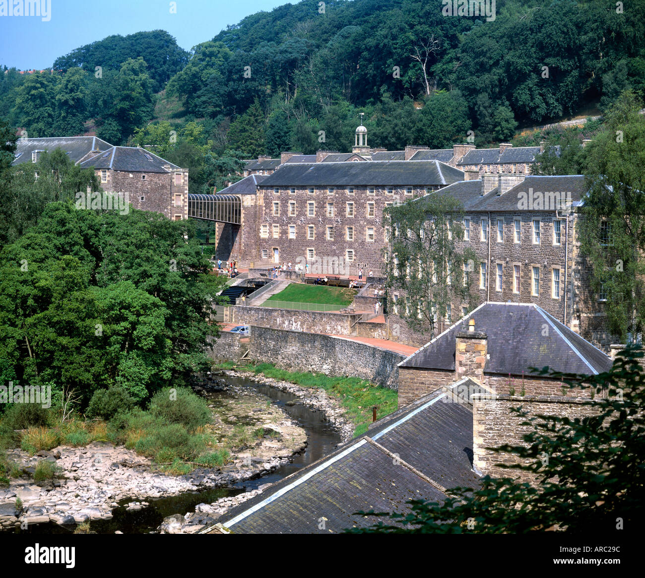 Part of the historic New Lanark mills built between 1785 and 1793 at New Lanark, Strathclyde, Scotland. Stock Photo