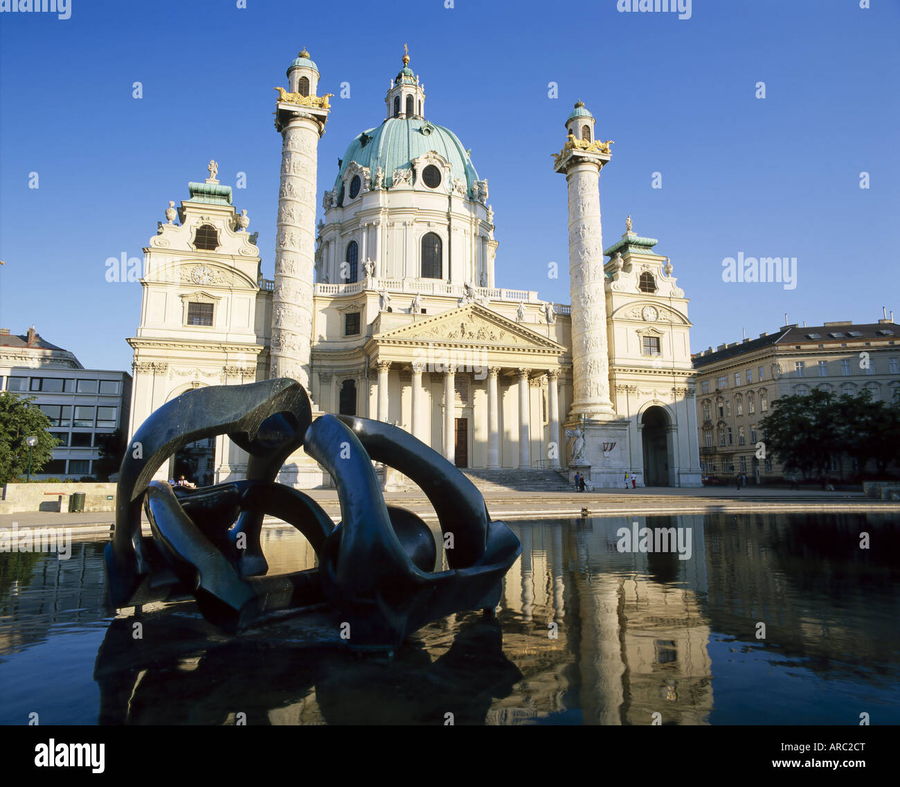 Modern art sculpture before the St.Charles' Church, Vienna, Austria Stock Photo