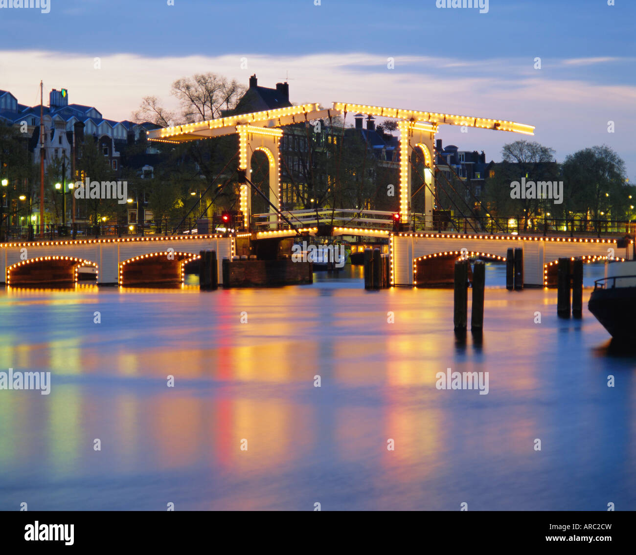 Magere Brug, the Skinny Bridge, Amsterdam, Netherlands Stock Photo