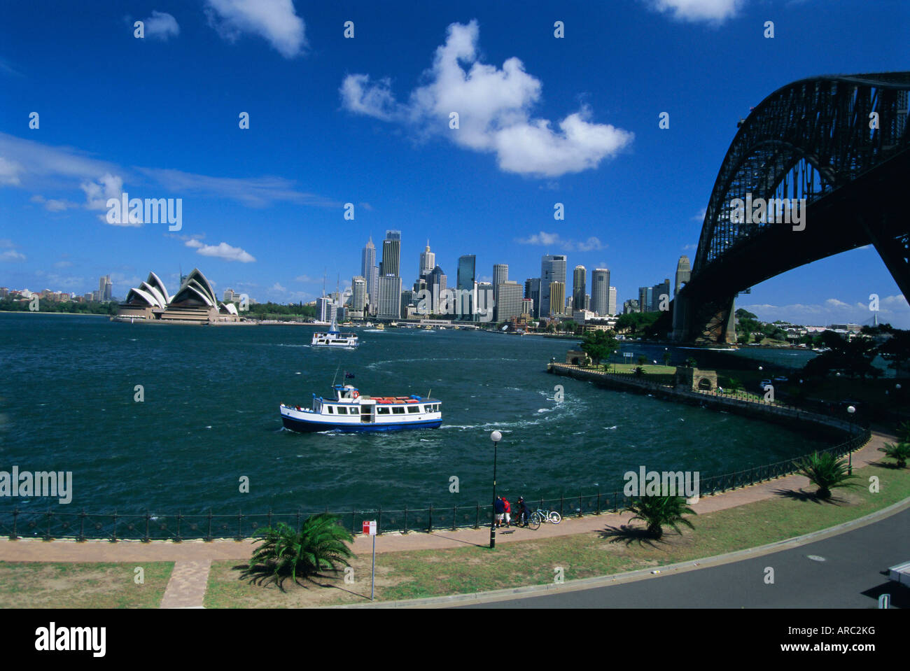 Sydney Harbour Bridge and city skyline, Sydney, New South Wales, Australia Stock Photo