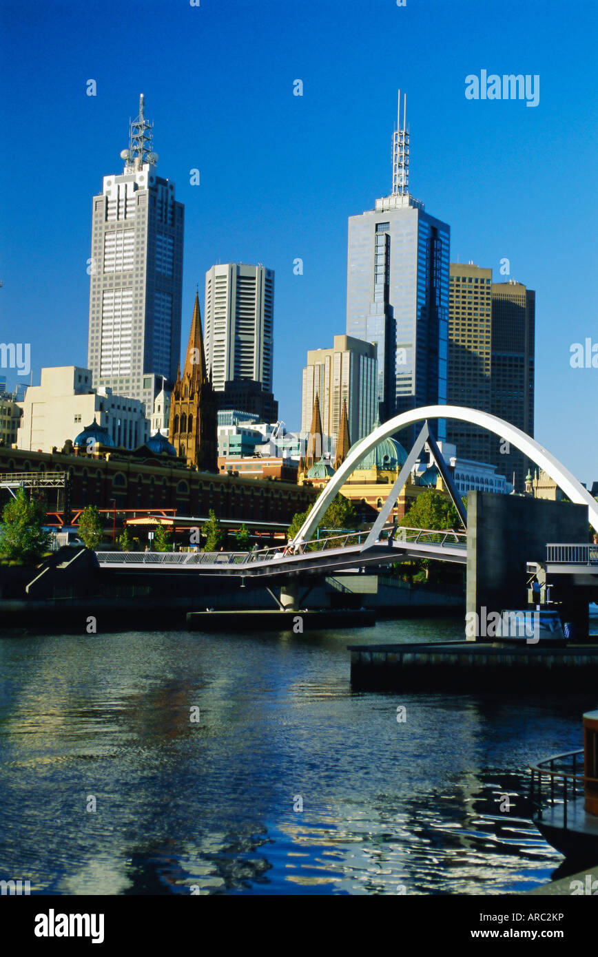 The city skyline and Yarra River from Southgate, Melbourne, Victoria, Australia Stock Photo