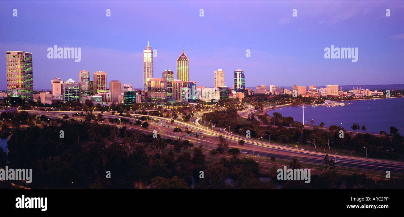 City skyline from Kings Park, Perth, Western Australia, Australia Stock Photo