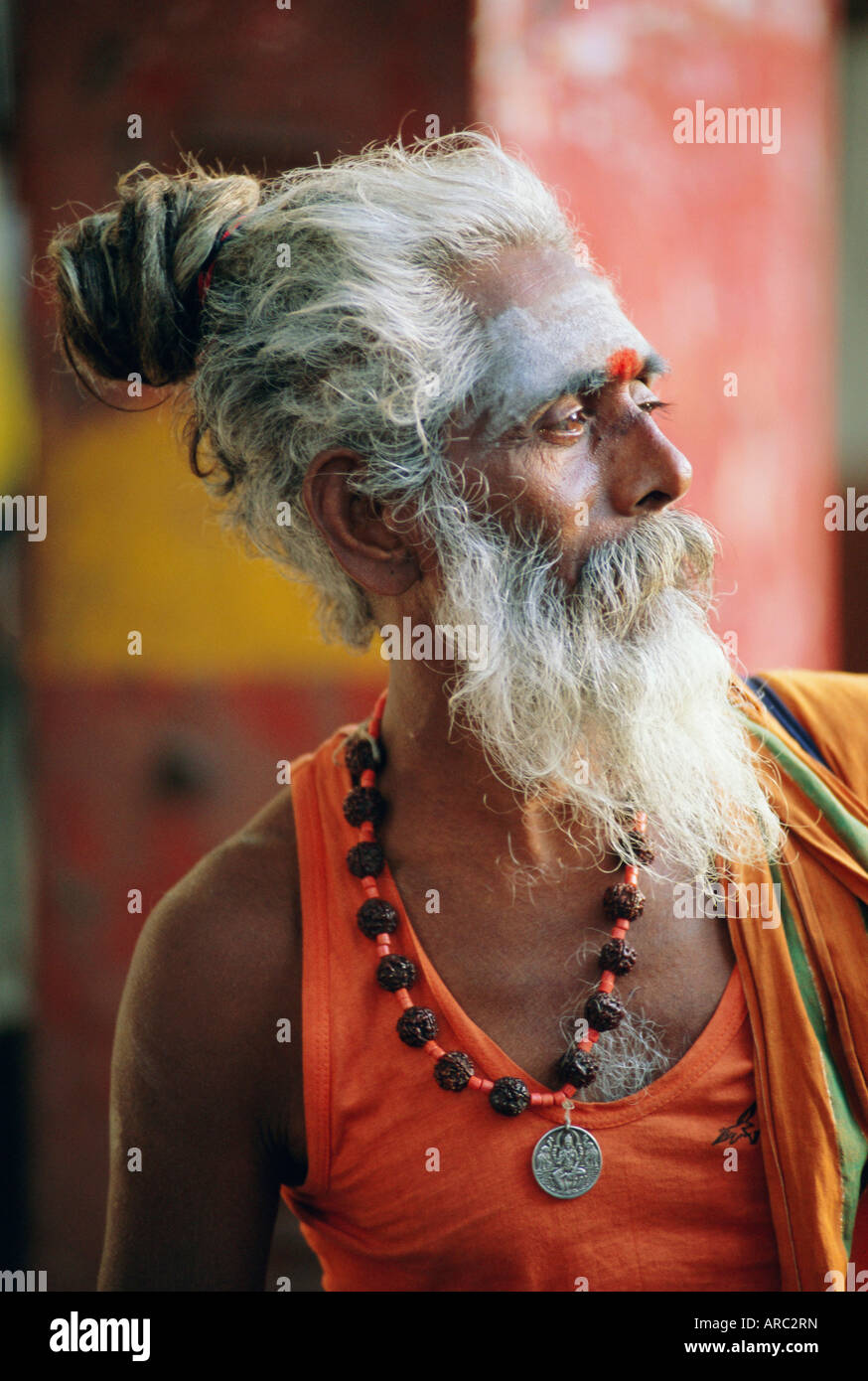 Portrait of a sadhu, a holy man, Jaipur, Rajasthan State, India Stock Photo