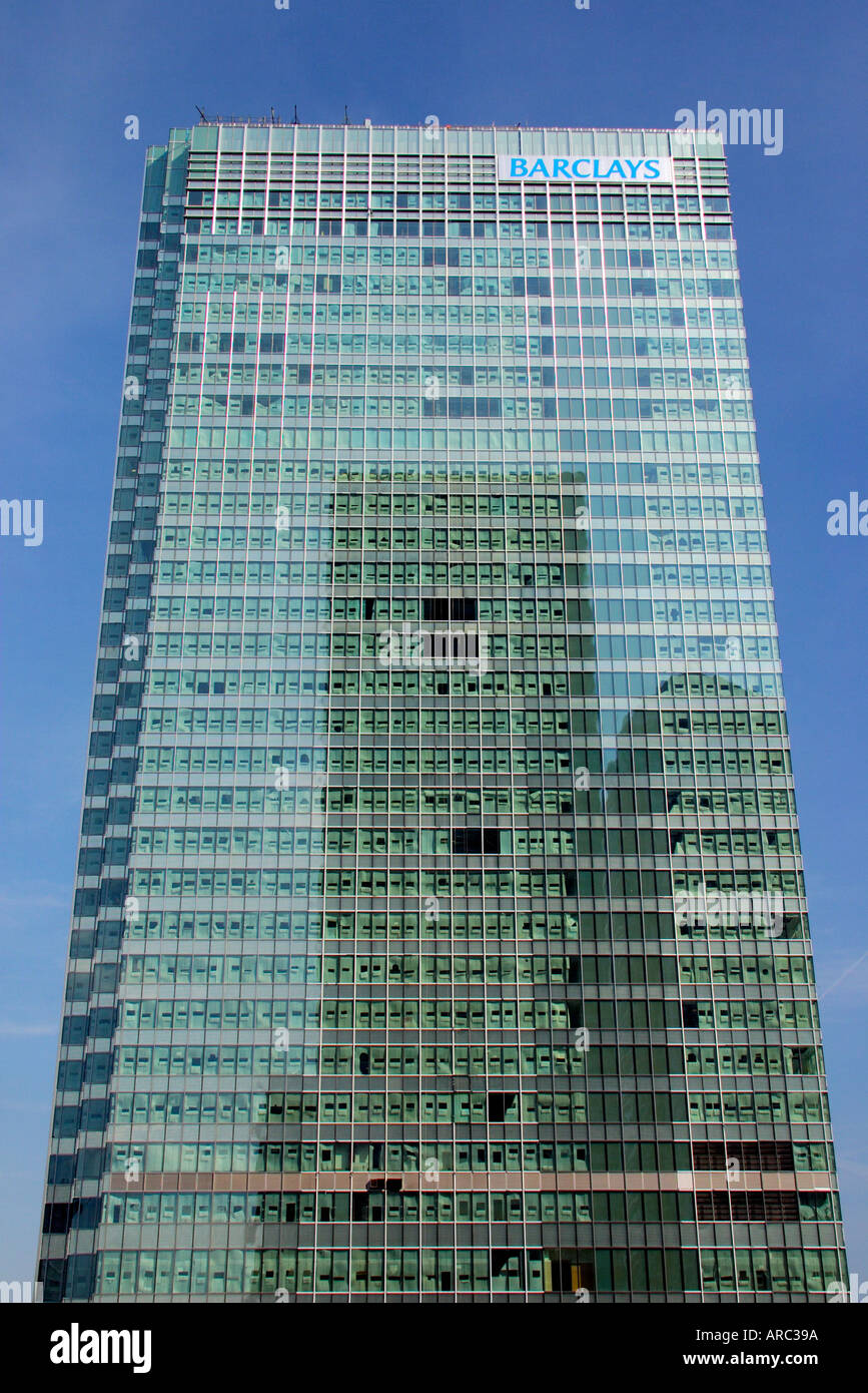 Barclays building in Canary Wharf in Docklands London England Britain UK offices banking bank Stock Photo