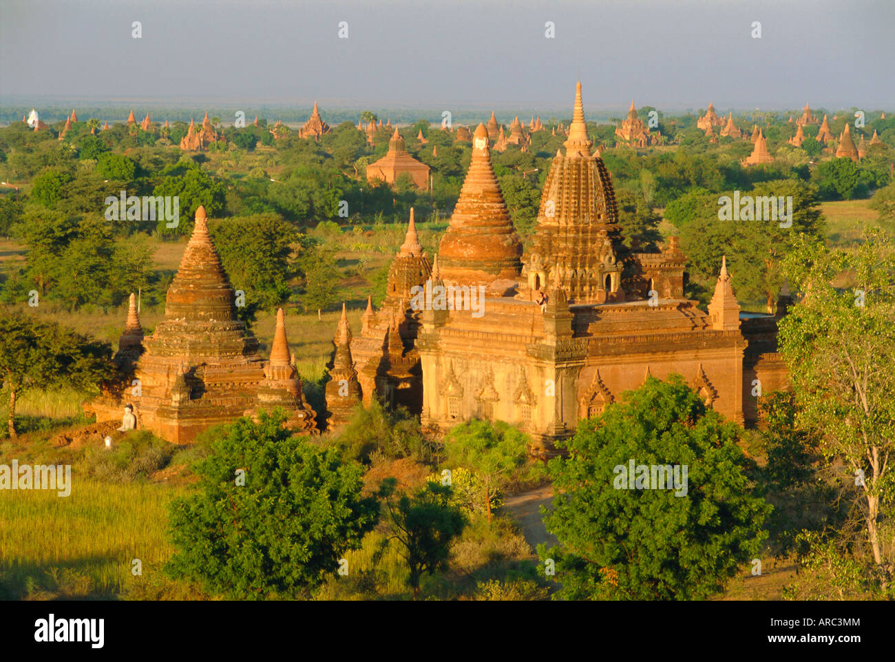 Landscape of ancient temples and pagodas, Bagan (Pagan), Myanmar (Burma ...