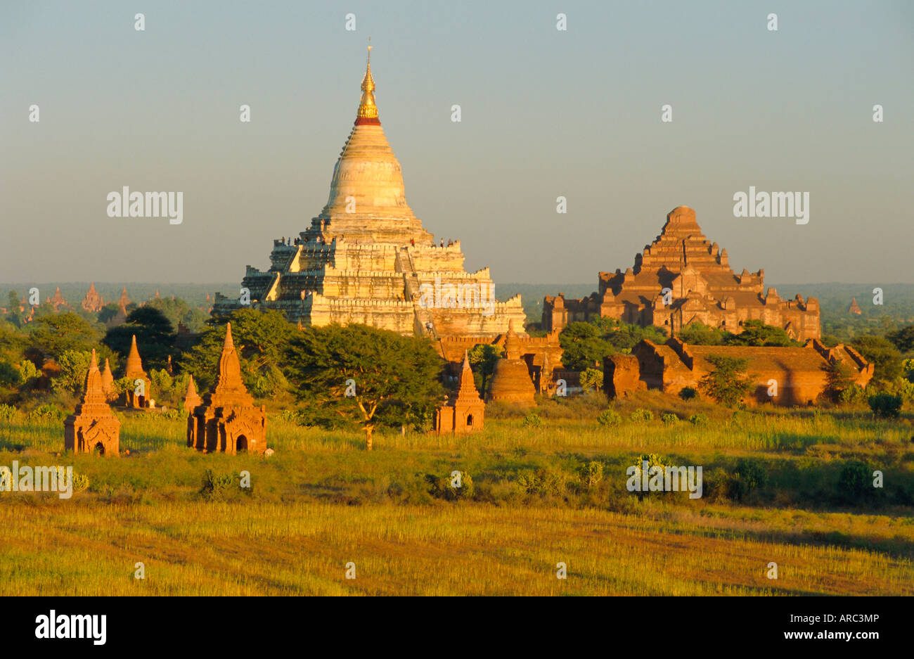 Shwesandaw Paya (Shwe Sandaw Pagoda) and ancient temples, Bagan (Pagan), Myanmar (Burma) Stock Photo