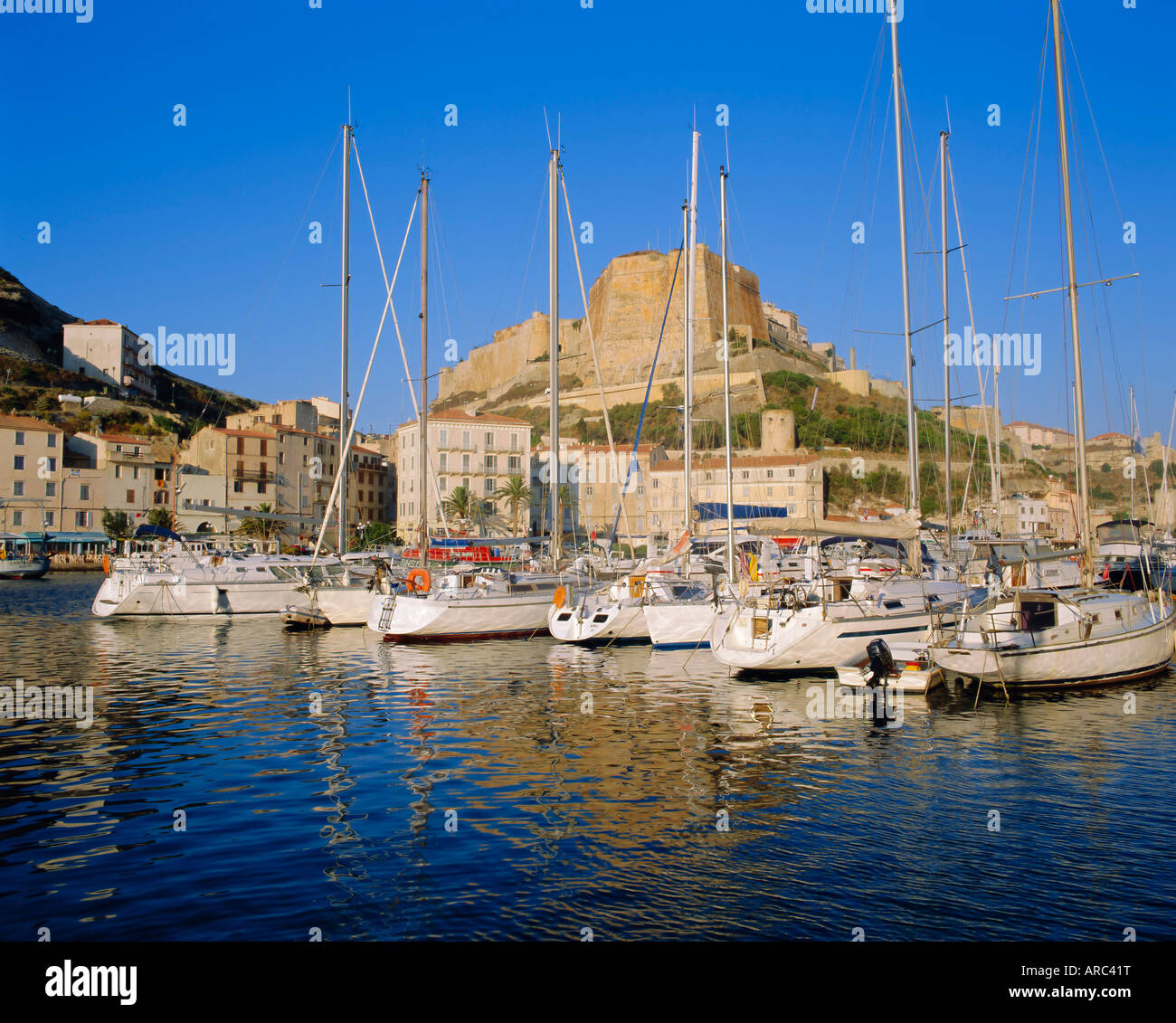 Bonifacio harbour, Corsica, France Stock Photo